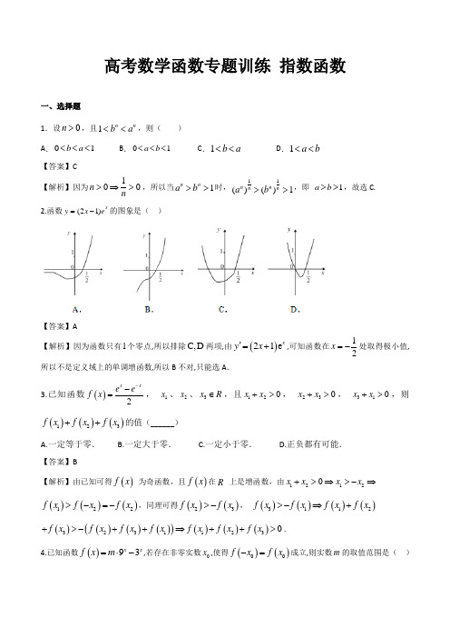 高考数学函数专题训练《指数函数》含答案解析