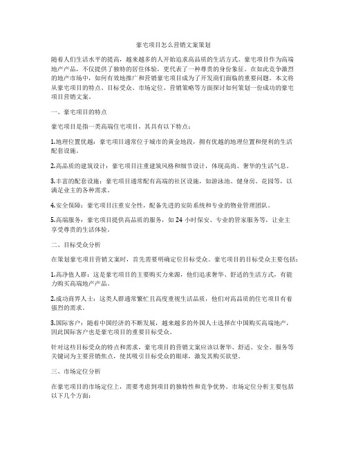 豪宅项目怎么营销文案策划