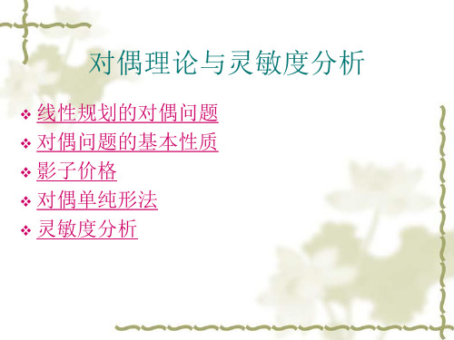 运筹学第三章 对偶问题与灵敏度分析