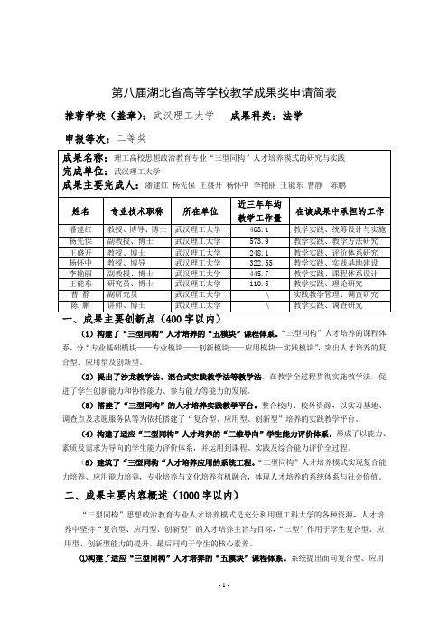 004-武汉理工大学-46-潘建红-理工高校思想政治教育专业“三型同构”人才培养模式的研究与实践