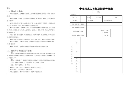 专业技术人员任职期满考核表