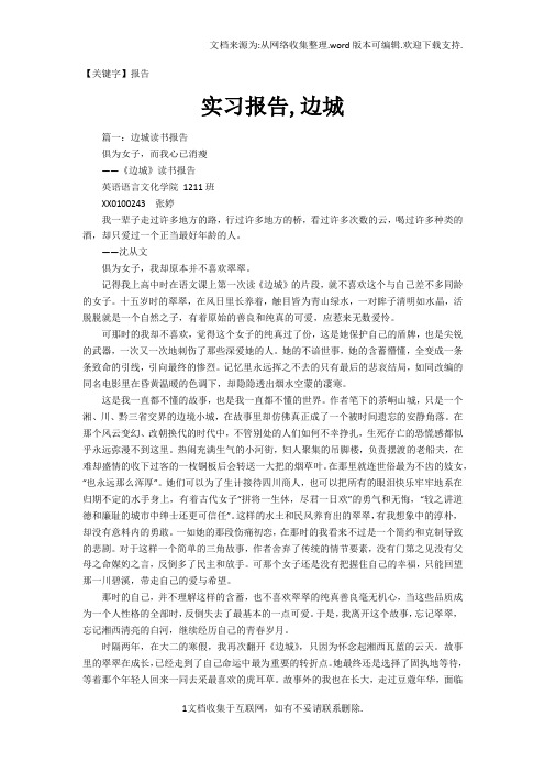 【报告】实习报告边城