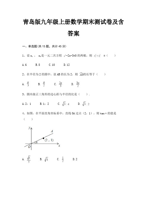 【新】青岛版九年级上册数学期末测试卷及含答案