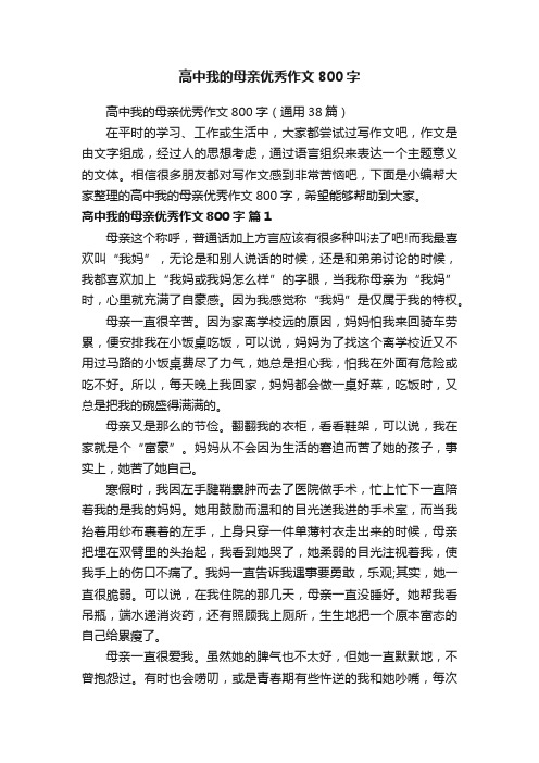 高中我的母亲优秀作文800字