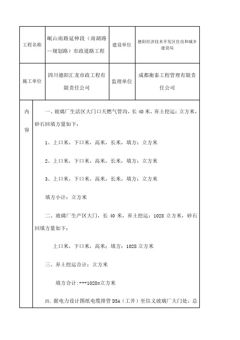 工程现场收方记录 