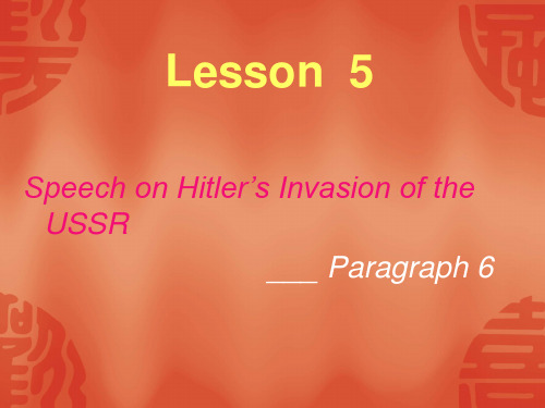 Speech on Hitler’s Invasion of the USSR