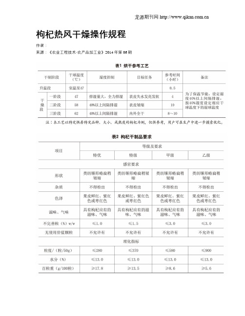 枸杞热风干燥操作规程