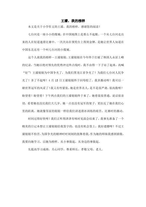 王蒙,我的榜样_小学作文