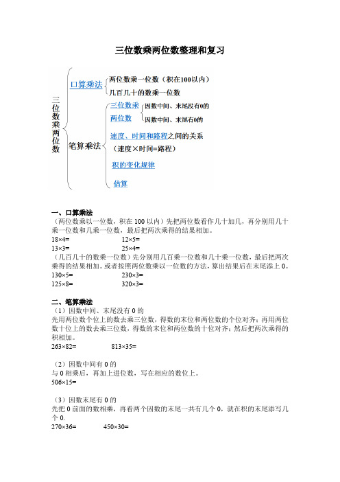 整理和复习三位数乘以两位数