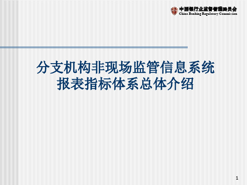 银行业分支机构非现场监管信息系统报表指标体系总体介绍课件