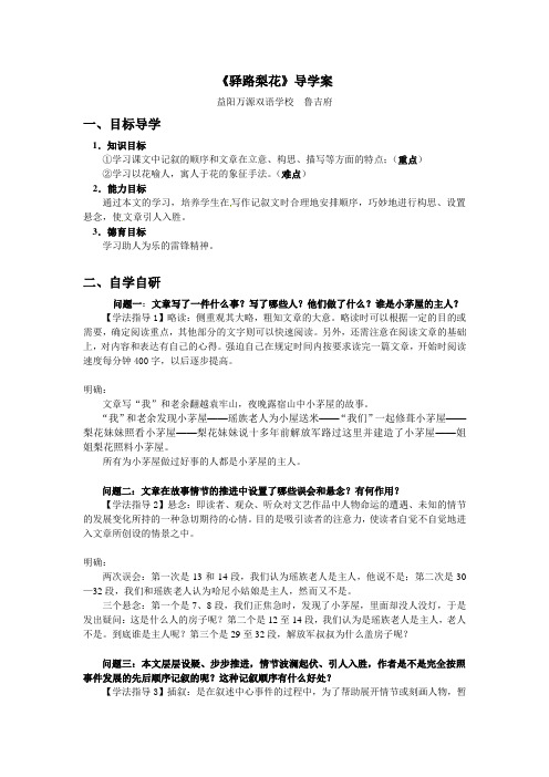 驿路梨花导学案
