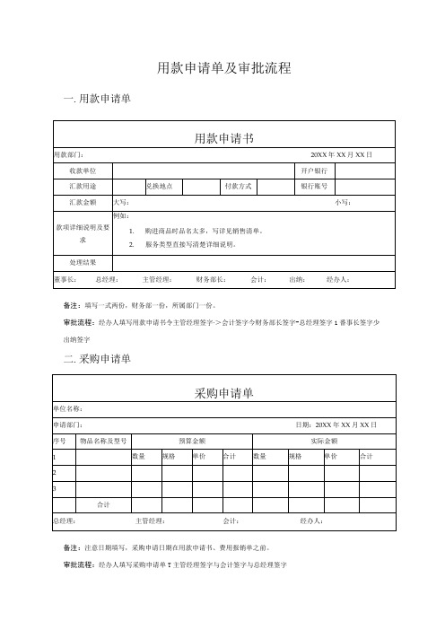 用款申请单及审批流程