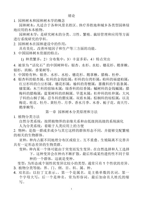 园林树木学各章节总结资料