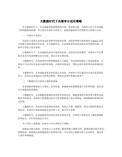 大数据时代下内部审计应对策略