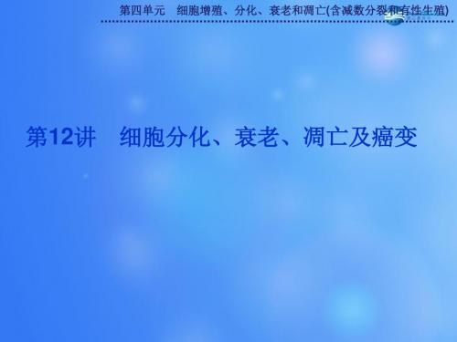 【优化方案】高考生物一轮复习 第四单元 第12讲 细胞分化、衰老、凋亡及癌变课件 苏教版