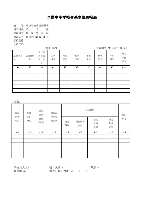 全国中小学校舍基本信息报表
