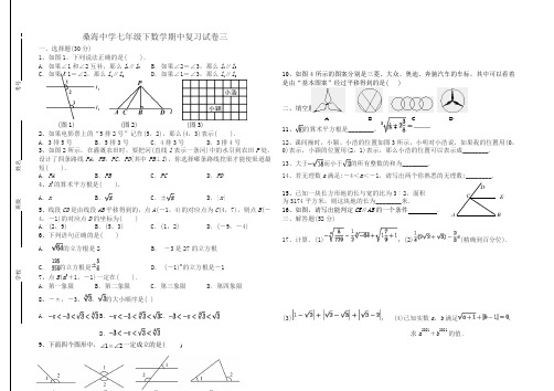 新教材人教版2021年人教版七年级下数学期中复习试卷(三)(A卷全套)