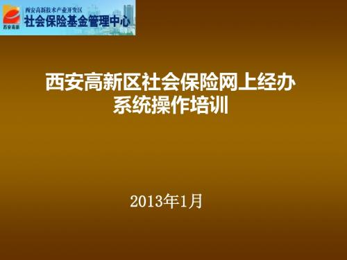 高新社保新版网上经办系统操作培训2013.01 (1)