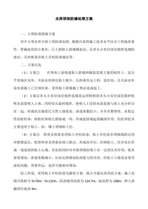 水库坝体防渗处理方案