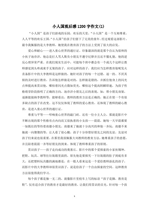 小人国观后感1200字作文5篇