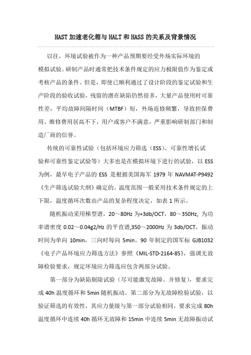 HAST加速老化箱与HALT和HASS的关系及背景情况