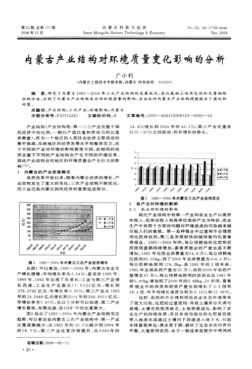 内蒙古产业结构对环境质量变化影响的分析