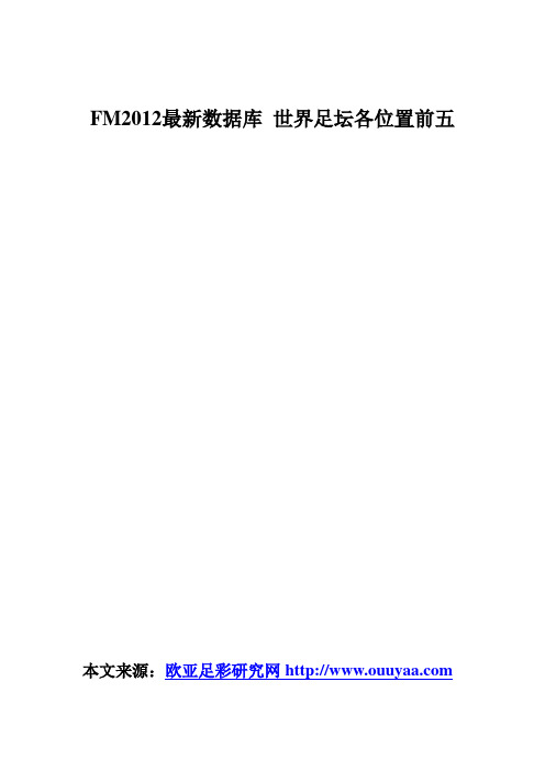 FM2012最新数据库 世界足坛各位置前五