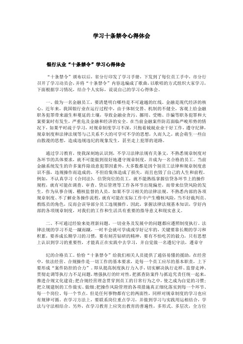 学习十条禁令心得体会