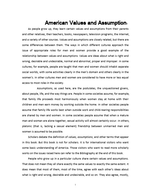 American Values and Assumptions