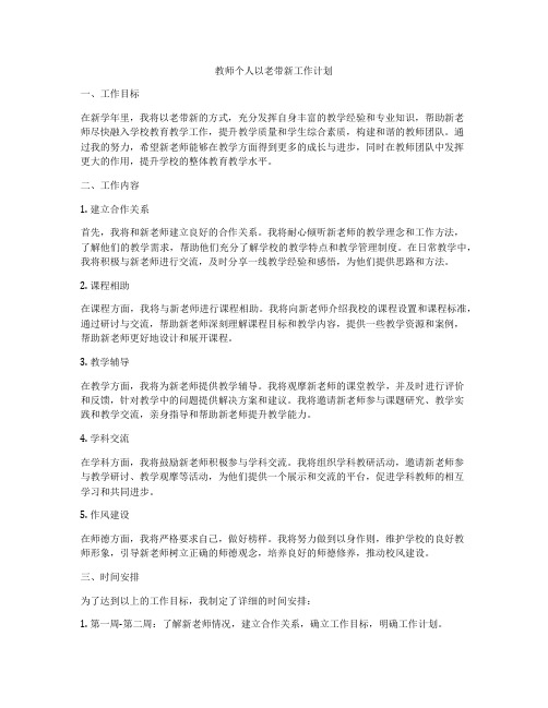 教师个人以老带新工作计划