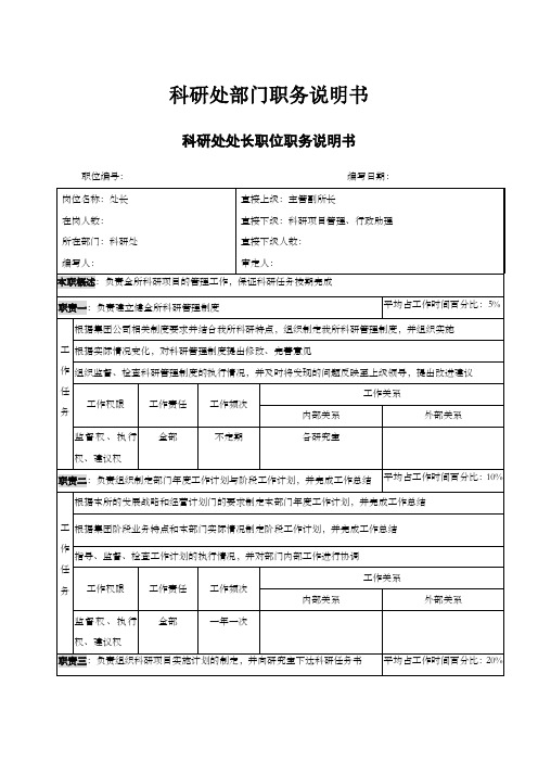 科研处部门职务说明书
