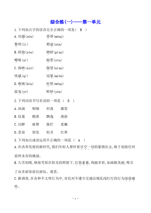 九上语文 阶段活页检测及答案解析        综合练 (17)