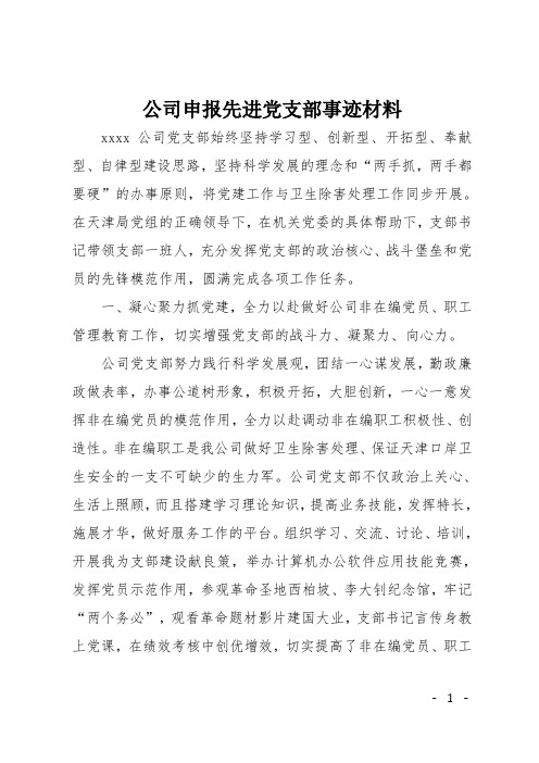 公司申报先进党支部事迹材料
