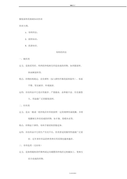 服装面料基础知识培训