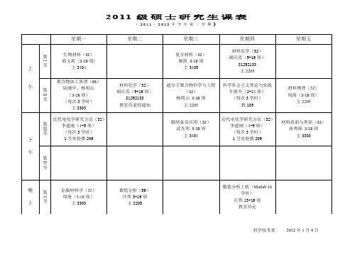2011级硕士研究生课表