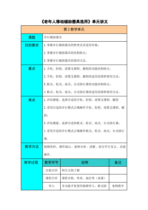 《步行辅助器具选用与适配》单元讲义