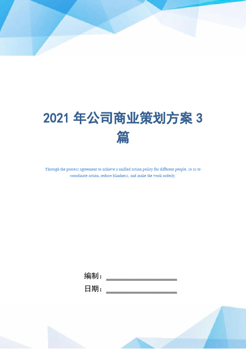 2021年公司商业策划方案3篇