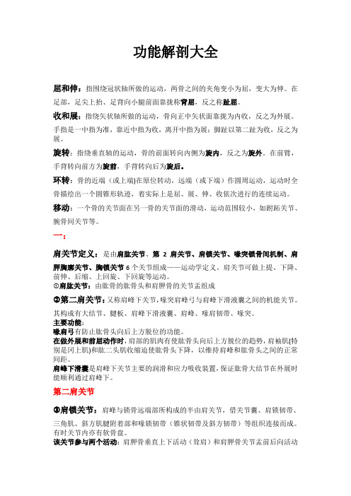 功能解剖整理(康复类适用)