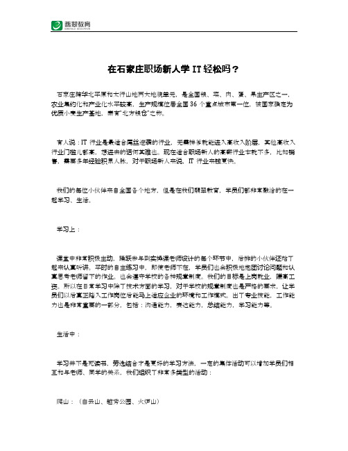 在石家庄职场新人学IT轻松吗？