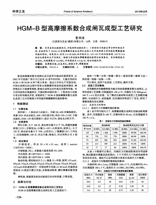 HGM—B型高摩擦系数合成闸瓦成型工艺研究