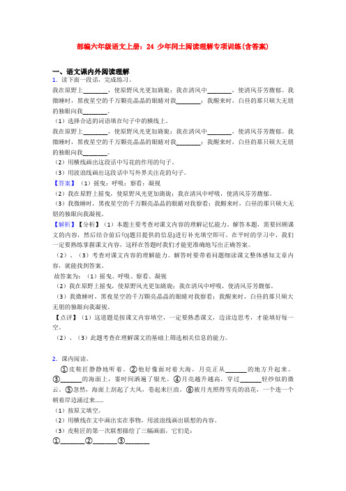 部编六年级语文上册：24 少年闰土阅读理解专项训练(含答案)