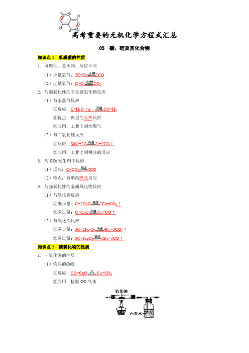 05碳、硅及其化合物-【化学方程式】高考重要化学方程式汇总