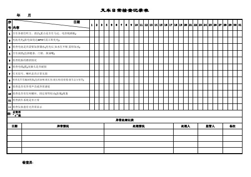 叉车日常保养检查记录表