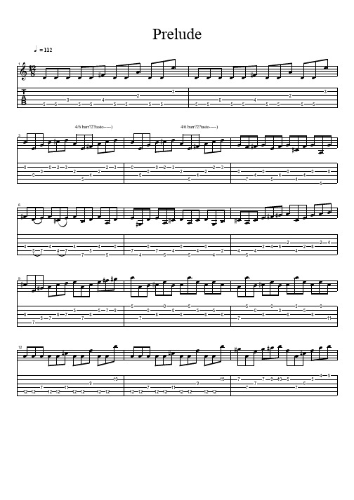 Bach, Johann Sebastian - Prelude 经典 吉他谱 五线谱对照六线谱.pdf