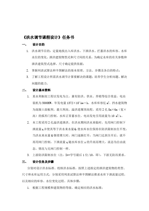 洪水调节设计模板-带试算c语言程序