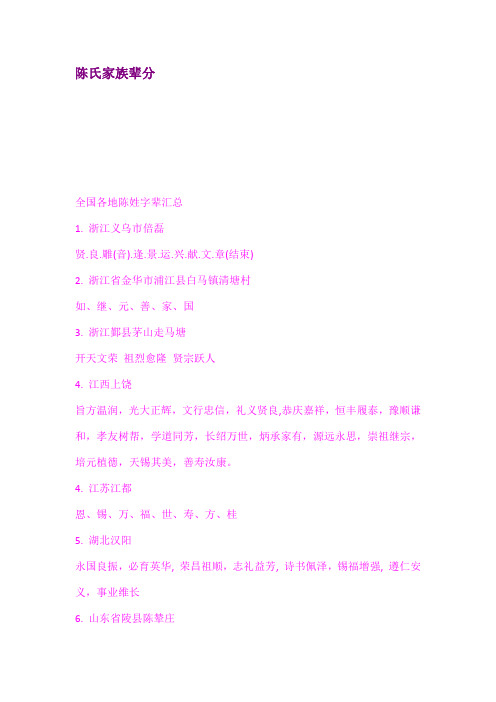 陈氏家族辈分