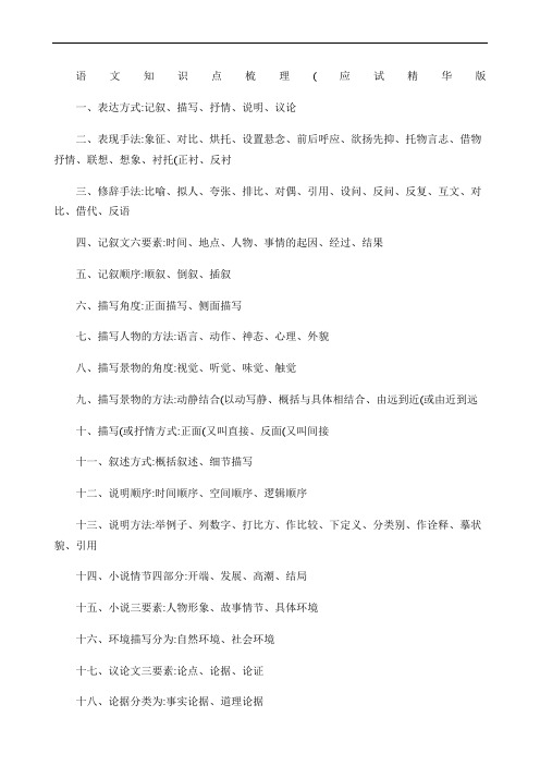 中考语文复习知识点梳理