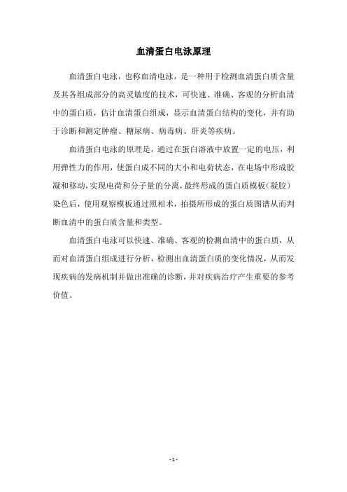 血清蛋白电泳原理