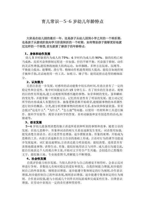 5-6岁幼儿年龄特点