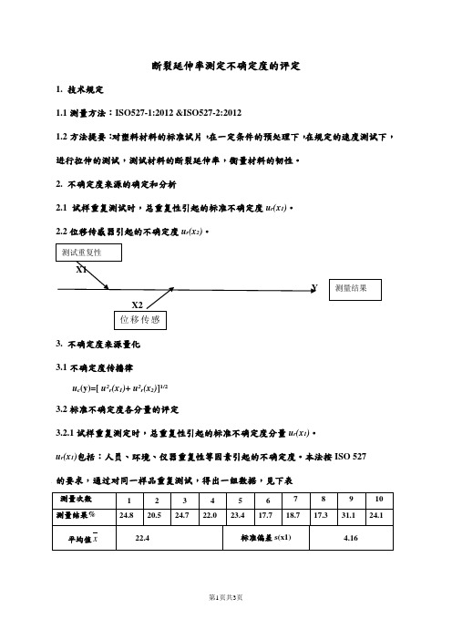 断裂延伸率测定不确定度评定